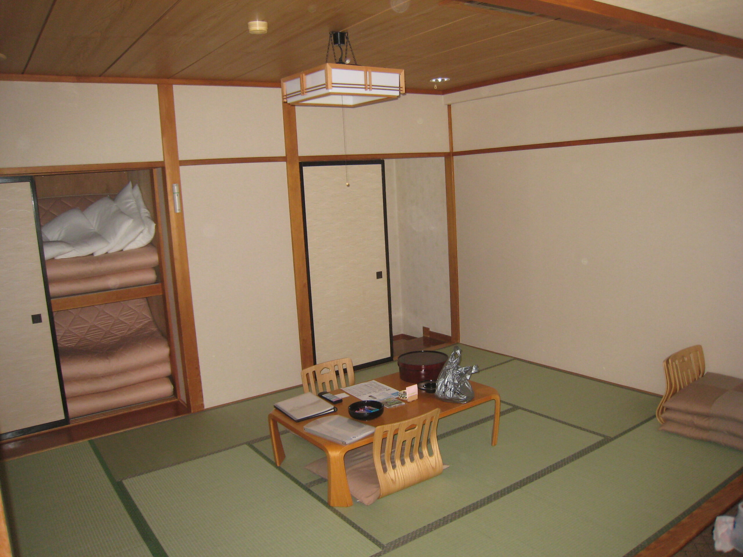 Japanese-style hotel room prepared for guests
