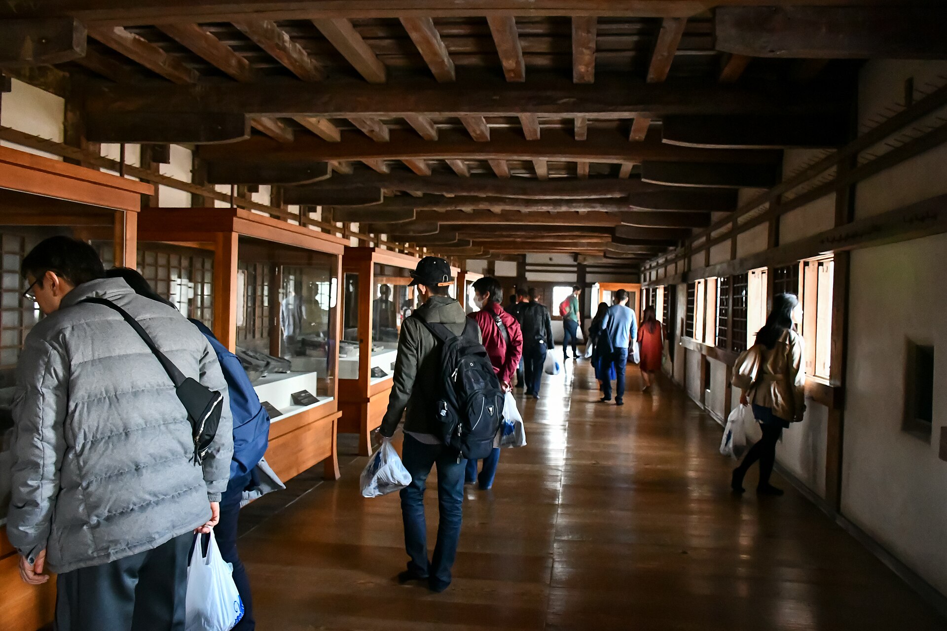Wooden corridor inside Himeji Castle