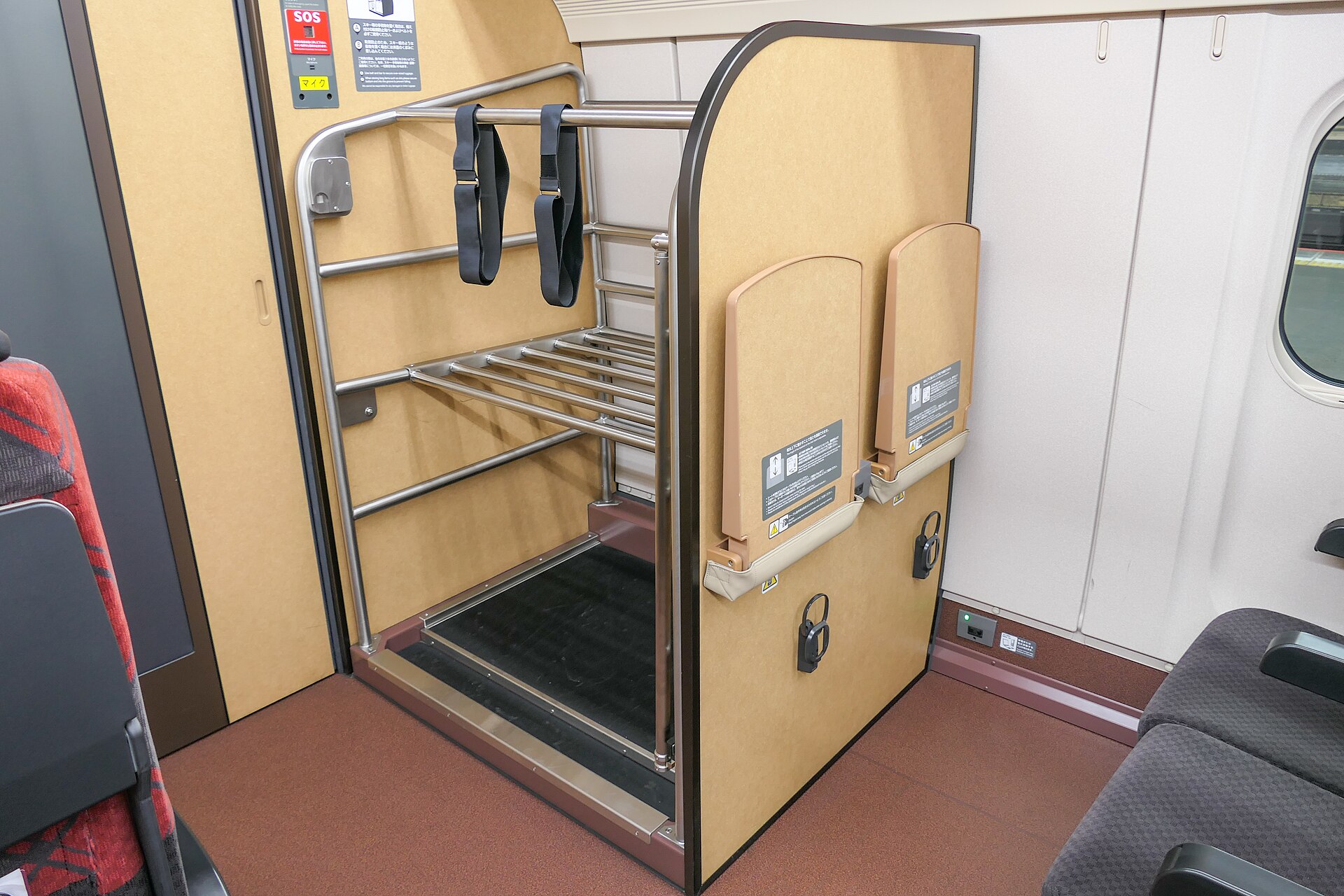 Luggage rack inside a Japanese Shinkansen train