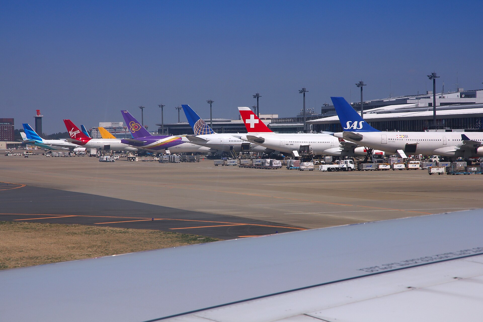 Aircraft parked at Narita International Airport