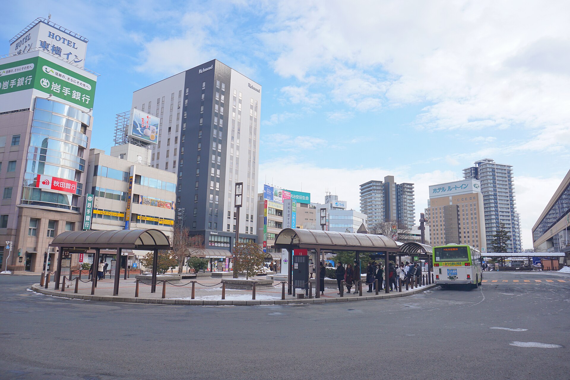 Bus shelters at Morioka Station east exit