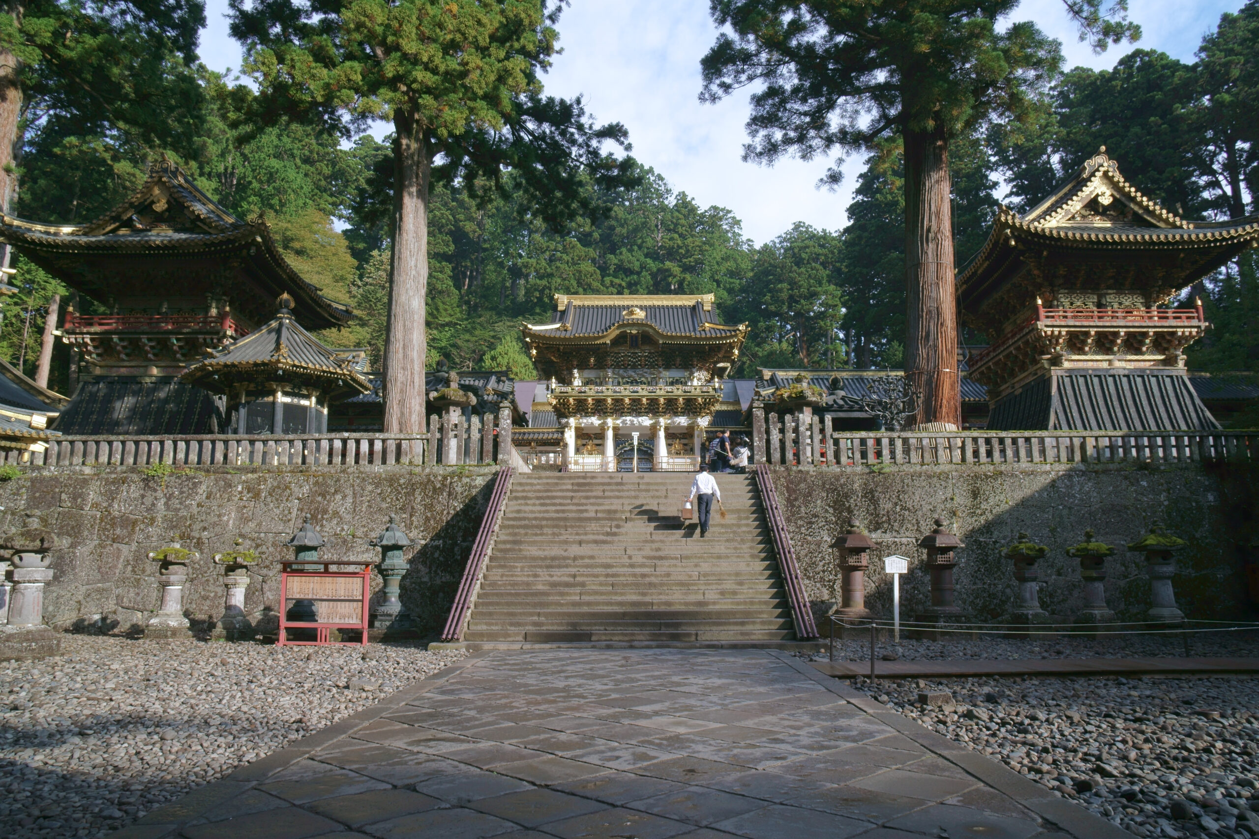 Yomeimon gate above the stone approach at Nikko Toshogu