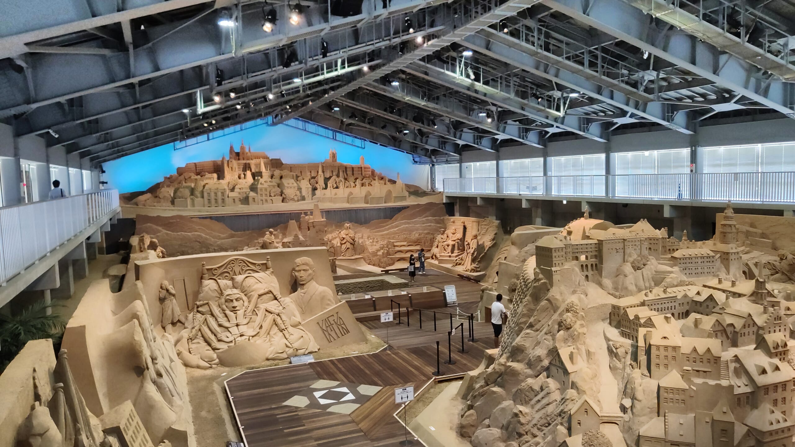 Large sand sculptures filling the Sand Museum gallery in a previous exhibition