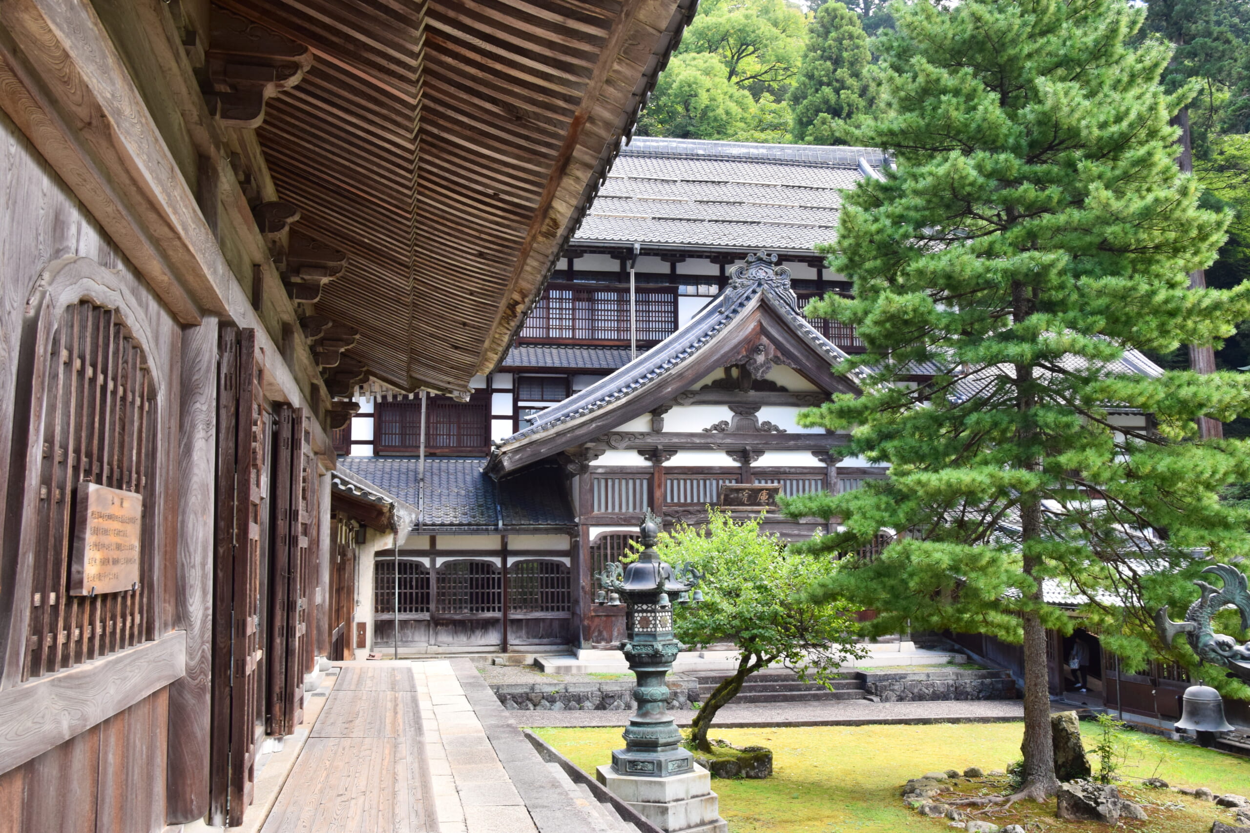 Wooden temple halls and courtyard within Eiheiji